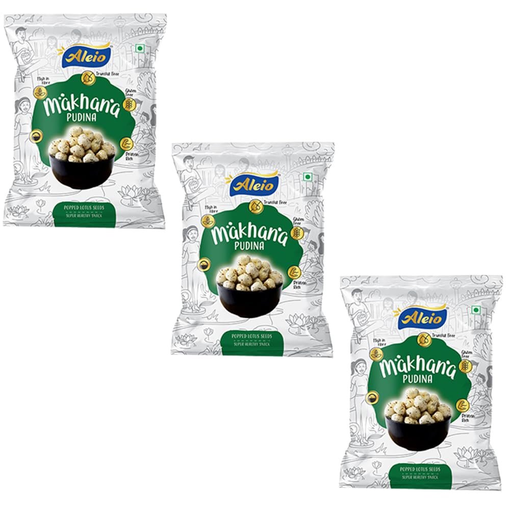 Alieo Roasted Flavoured Makhana (Pudina Flavour Pack of 3)
