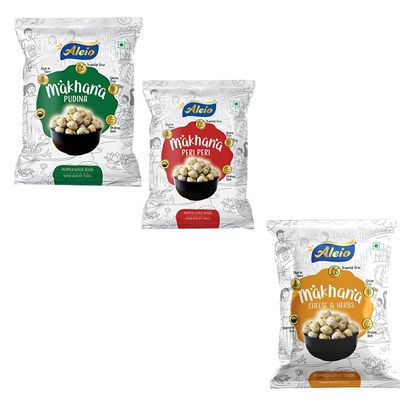 Alieo Roasted Flavoured Makhana (Pudina, Periperi, Cheese & Herbs)