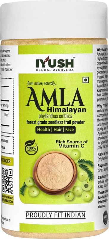 IYUSH Herbal Ayurveda Wild Himalayan Amla Powder 100gm | Amla Powder for Eating | Amla Powder for Hair Growth Organic | Organic Amla Powder | Hair Volume Powder | Indian Gooseberry Powder |