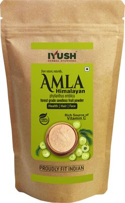 IYUSH Herbal Ayurveda Wild Himalayan Amla Powder 400gm | Amla Powder for Eating | Amla Powder for Hair Growth Organic | Organic Amla Powder | Hair Volume Powder | Indian Gooseberry Powder |