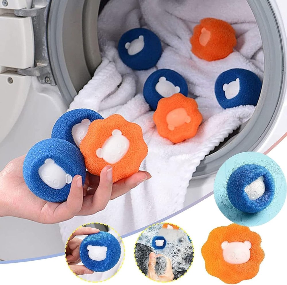 Urdhvamurti Anti-Wg Adsorption Clothes Dryer Ball for Clothing Pet Hair Remover Washing Machine Hair Catcher Laundry Ball 4 Pack (Multi)