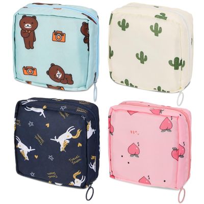 Abeillo 4Pcs Sanitary Napkin Storage Bag, Mini Menstrual Period Bag Period Pouch Waterproof,Tampon Organizer Pouch Tampon Pad Holder for Purse, First Period for Teen Girls School