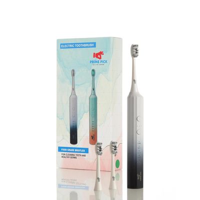 PRIME PICK Electric Toothbrush with 3 Brush Heads - Portable Wireless Fast Charge Electric Brush with 5 Cleaning Modes, IPX7 Waterproof Electric Toothbrush for Adults & Kids (Black)