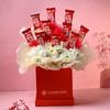 FlowerAura Decorative Fresh Live 2 Stems Of White Daisy With 10 Chocolate In Box For Valentine's Day Gift, Birthday Gift, Anniversary Gift, Mother's Day Gift & Women's Day Gift (Same Day Delivery) view 1