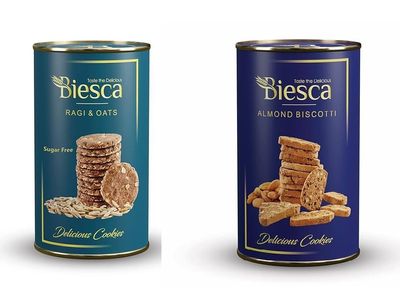 Biesca Ragi Oats Cookies Sugar Free 180g and Almond Biscotti 135g, Delicious and Crunchy, Premium Handmade Nut Biscotti, No Maida, No Preservatives, Healthy Snack | Pack of 2 |