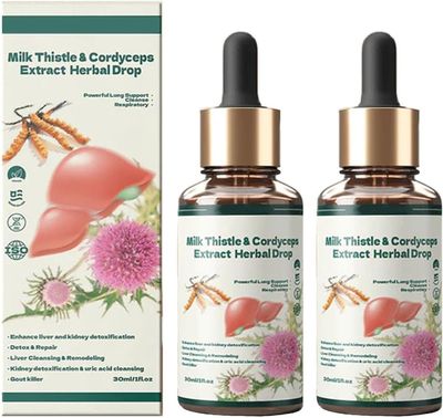 3NH Milk Thistle & Cordyceps Sinensis Drops,Milk Thistle & Cordyceps Extract Herbal Drop,Cordyceps Sinensis Drops, Powerful Liver Support (2PCS)