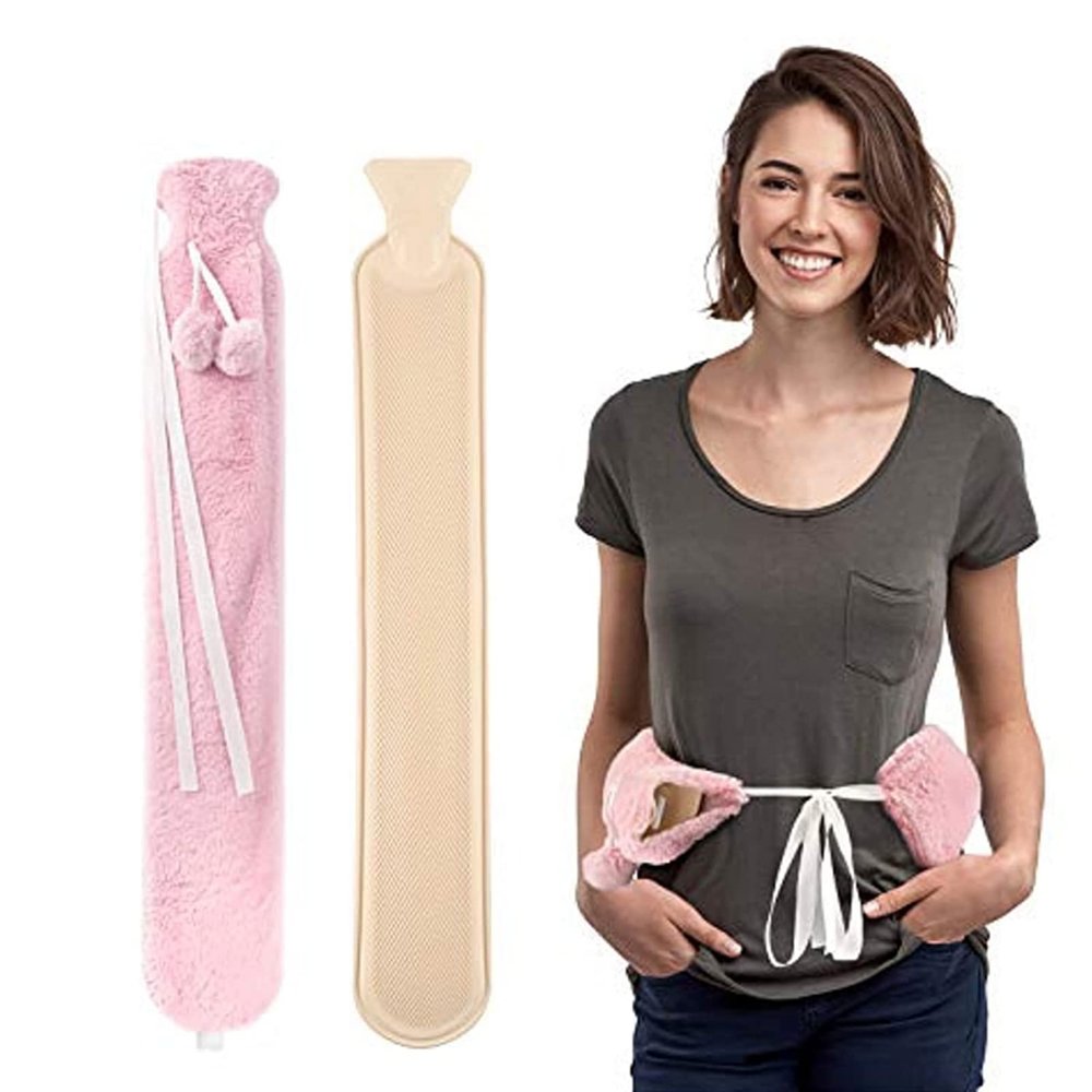 3NH Hand Warmer,Long Hot Water Bag with Plush Cover 2L Large Capacity Rubber Hot Water Bottle Hand Feet Warmer for Bed Hotress Cold Therapy Waist Shoulder Pain