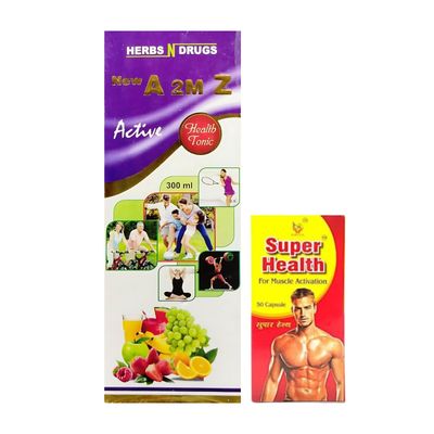 Ayurvedic A 2m Z Active Health Tonic & Super Health capsule | Weakness | Healthy 300ml + 50cap | combo pack