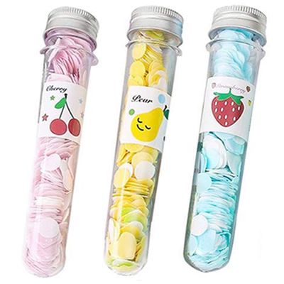 Decorworks Portable Disposable Paper Soap | Tube shape Bottle | Confetti Hand Wash | Toiletry Paper Soap Sheets | Soap Flakes for Kitchen Toilet | Outdoor Travel Camping Hiking (Pack of 3)