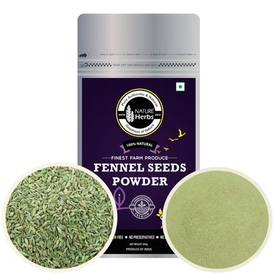 Nature Herbs 100% Pure Fennel Seeds Sauf Powder 200 Grams (Pack of 1-200 Grams each)