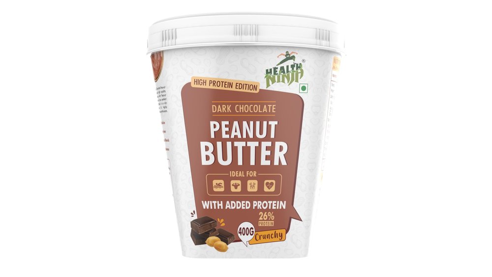 Health Ninja Dark Chocolate Peanut Butter 400 gm | High Protein Chocolate Peanut Butter Crunchy