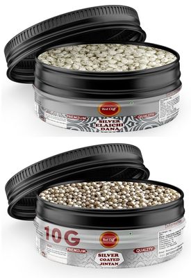 RED CLIFF Premium Silver Coated Elaichi Dana+Jintan | Combo Pack of 2 | Mouth Freshener | (Silver Coated Elaichi Dana+Jintan | 10gx2 |)