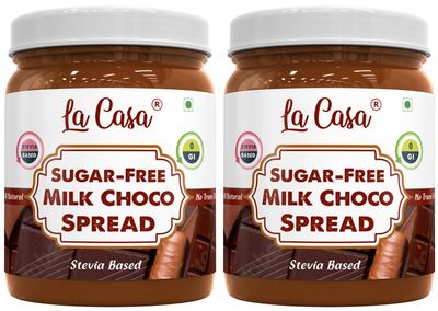 La Casa Sugar-Free Milk Chocolate Spread | Stevia Based | All Natural | Combo of 2 | 2x350g |