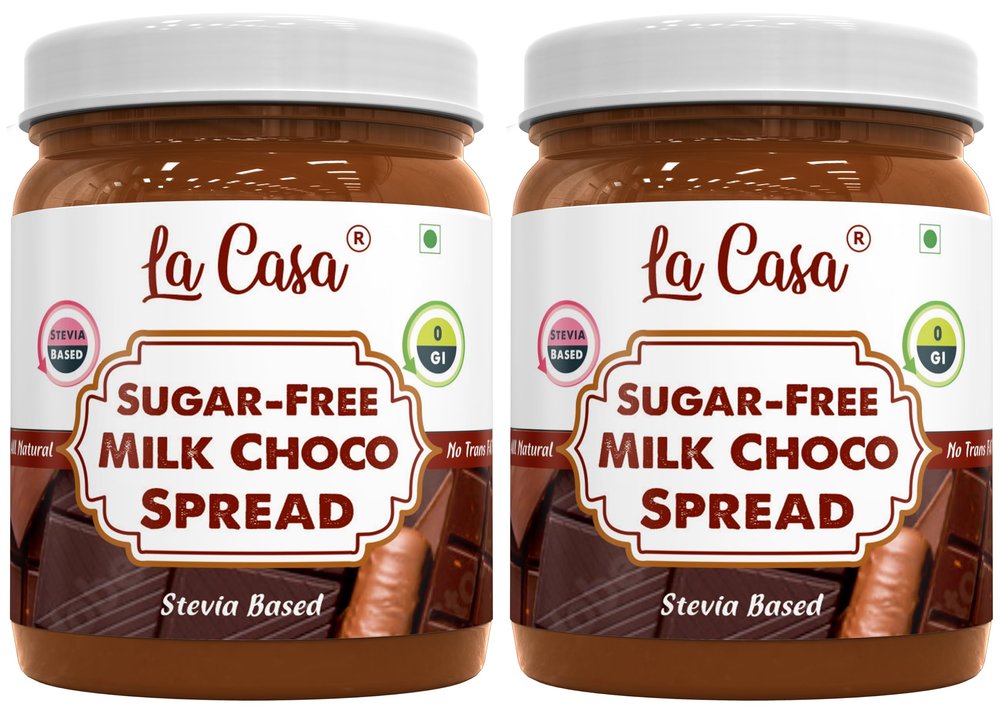 La Casa Sugar-Free Milk Chocolate Spread | Stevia Based | All Natural | Combo of 2 | 2x350g |