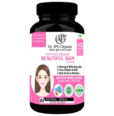 Dr. JPG orgnaic Beautiful Skin Wellness Capsules 500mg, 60Veg. Capsules | INDIA Organic Certified.