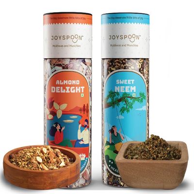 JOY SPOON Almond Delight - Sweet Neem Mouth Freshener Mukhwas Combo (2 x 100Gm) | Sugar Free And Supari Free Mukhwas | After Meal Snacks| Trial Mix | No artificial color And preservatives