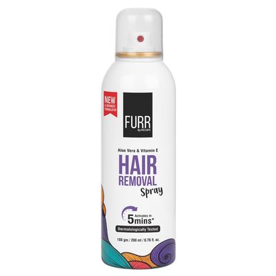 Furr Hair Removal Spray for Men And Women 200ml with Aloe Vera Extract and Vitamin E for Soft Skin | Painless Hair Removal in Just 8min for Chest, Hand, Leg, Underarm and Intimate Area