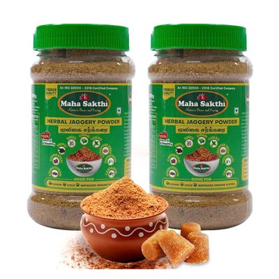 Maha Sakthi Herbal Jaggery Powder (Mooligai Naattu sarkarai) Pack of 2 - (300 x 2)