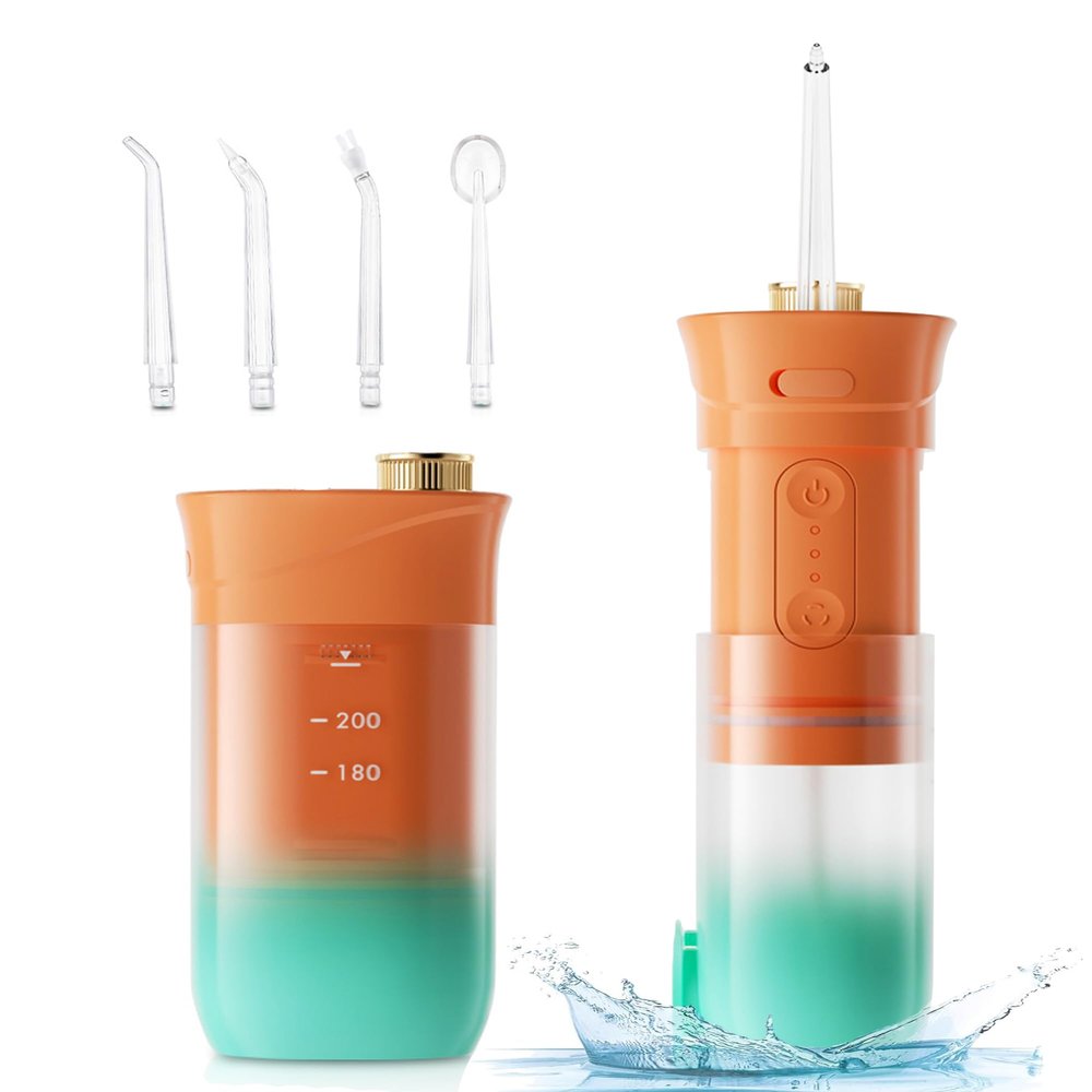 Smart Water Flosser with 200ml water tank capacity | Portable & Rechargeable | IPX7 Waterproof | 3 Modes | 4 Nozzles | Dental Oral Irrigator Flossing at Home and Travel (Water Flosser)