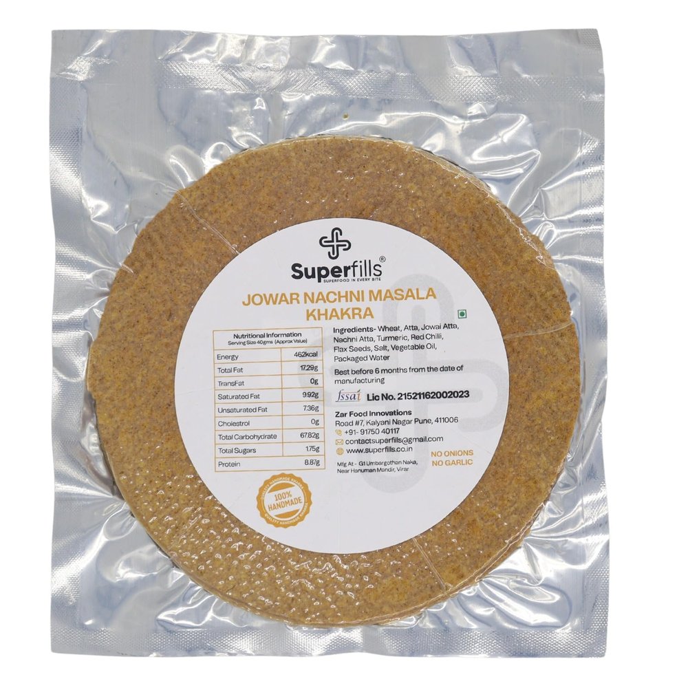 Superfills Healthy Crunch Jowar Nachni Millet Khakra 600g Nutritious Whole Grain Snack with a Crunchy Twist Perfect for Anytime Munching (Pack of 3)