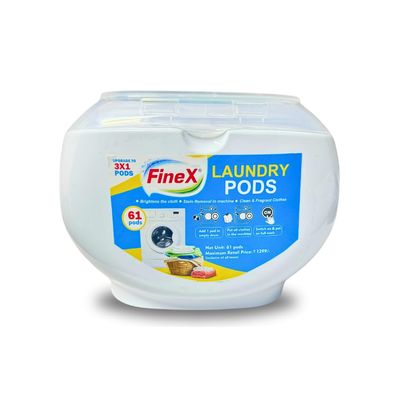 FineX 3-in-1 Smart Laundry Detergent Pods for Top & Front Load Washing machine | Detergent capsules removes Stains, Brightens Clothes, & smells fresh| 61 Units for 61 loads