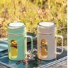 Aatison Glass Travel Coffee Cup with Cap & Handle | Double Layer | Inner Glass & Outer Plastic | Transparent Window view 1