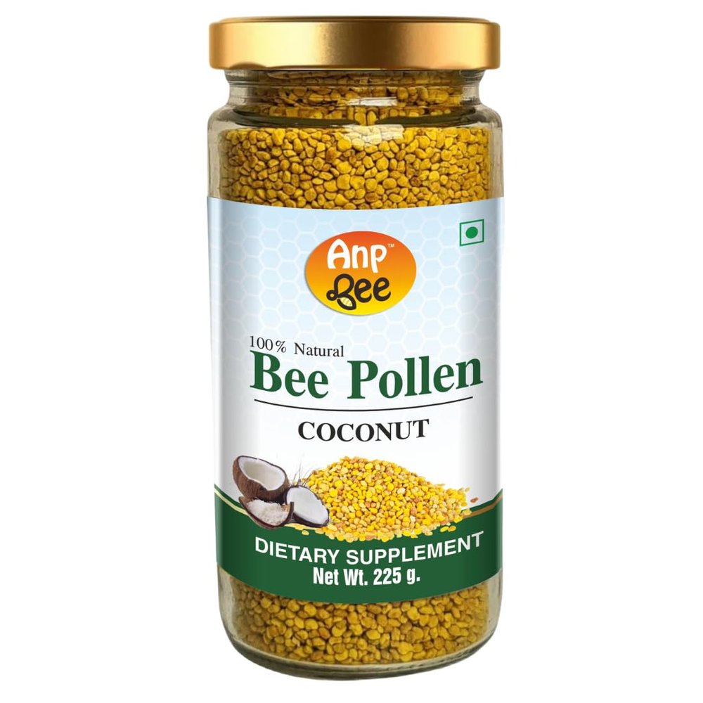 ANP BEE 100% Natural Coconut Bee Pollen 225g I Premium Grade Bee Pollen I Super Food I Rich in Antioxidants and Proteins I Add to Salads, Yoghurt and Smoothies I Multivitamin Supplement I Pack of 1