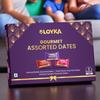 LOYKA Gourmet Dates/Khajoor Assorted - 21 pcs | Perfect For Birthday, Wedding & Anniversary Celebrations | Choco Khajoor Gift Hamper | Almond Brittle - Caramel Almond, 200 gram view 4