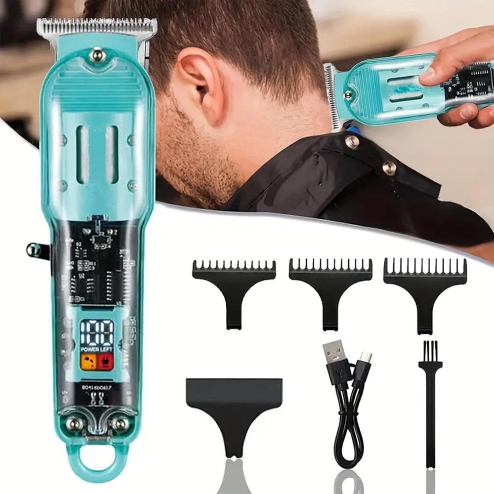 Bennort Rechargeable Hair Trimmer, Beard Trimmer For Men, All-In-One Electric Cordless Beard & Hair Trimmer, Adjustable Hair Clippers With 4 Limit Combs Body Hair Trimmers Kit For Home Use, Blue