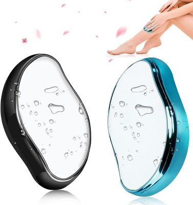 Fleasure 2 Pcs Crystal Hair Eraser for Women and Men Reusable Crystal Hair Remover Portable Magic Painless Exfoliation Hair Removal Tool (Multicolor)