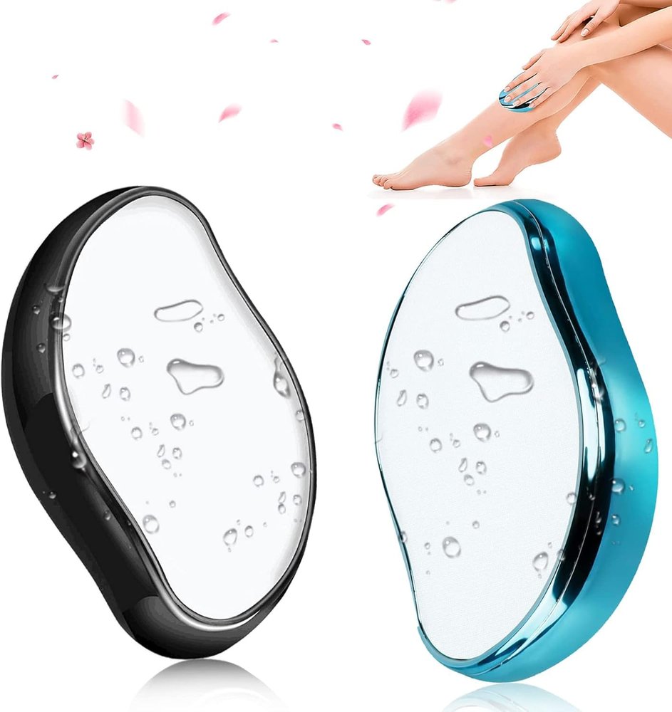 Fleasure 2 Pcs Crystal Hair Eraser for Women and Men Reusable Crystal Hair Remover Portable Magic Painless Exfoliation Hair Removal Tool (Multicolor)