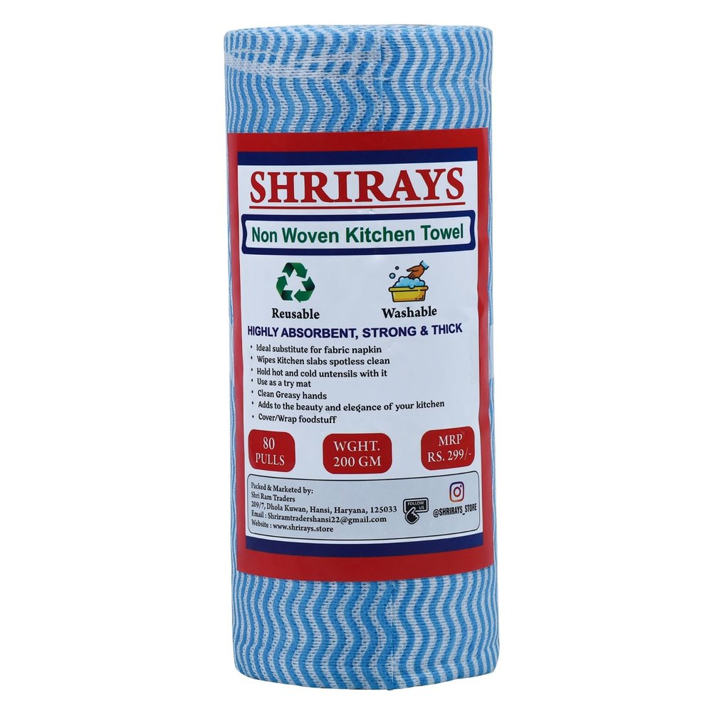 SHRIRAYS Reusable & Washable Non Woven Kitchen Towel Roll | Kitchen Wiping Roll | Absorbing Sheet | 80 Pulls | 1 Ply - Pack of 1