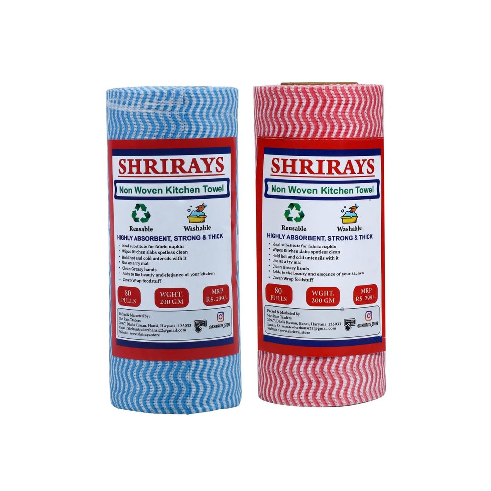 SHRIRAYS Reusable & Washable Non Woven Kitchen Towel Roll | Kitchen Wiping Roll | Absorbing Sheet | 160 Pulls | 2 Ply - Pack of 2