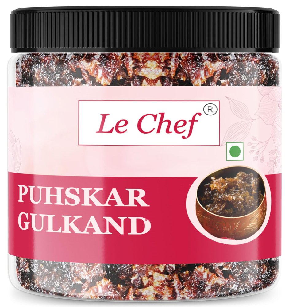 Le Chef Premium Puhskar Gulkand with Mishri, Elaichi & Kesar | Homemade & Organic | 400 gm