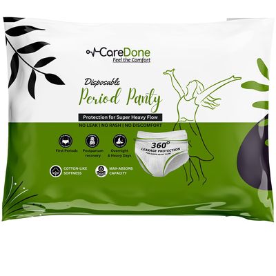 Caredone Ultra Absorbent Disposable Period Panties, 0% Leaks, Sanitary protection for women & Girls, Maternity Delivery Pads, 360 Protection, Postpartum & Overnight use (Count- 10 Panties, XXL)