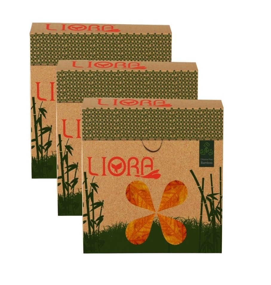 Liora Bamboo Napkins 30cmX30cm, 1Ply, 100 Pulls, Ecofriendly Tissue Papers, 100 Pulls Each (pack of 3), Biodegradable Serving Napkins