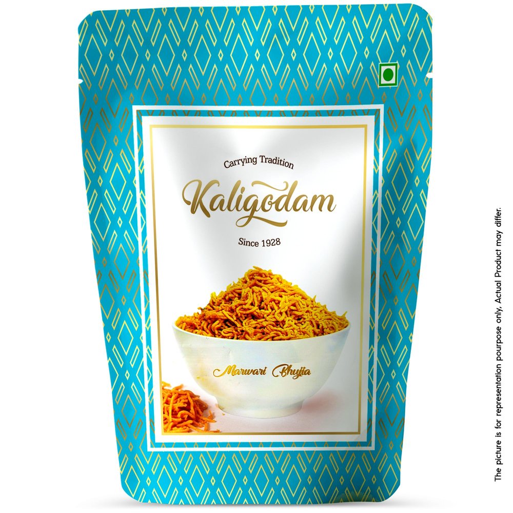 Kaligodam Marwari Bhujia 400g  Authentic Rajasthani Namkeen | Spicy & Crunchy Snack | Made with Cold-Grinded Besan & Spices | No Onion, No Garlic | Ready to Eat | Vegetarian