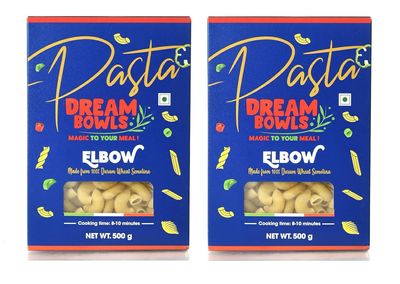 DREAM BOWLS | PASTA ELBOW COMBO | 100% Durum Wheat | No Maida | No Preservative | Pack of 2 | 500g each