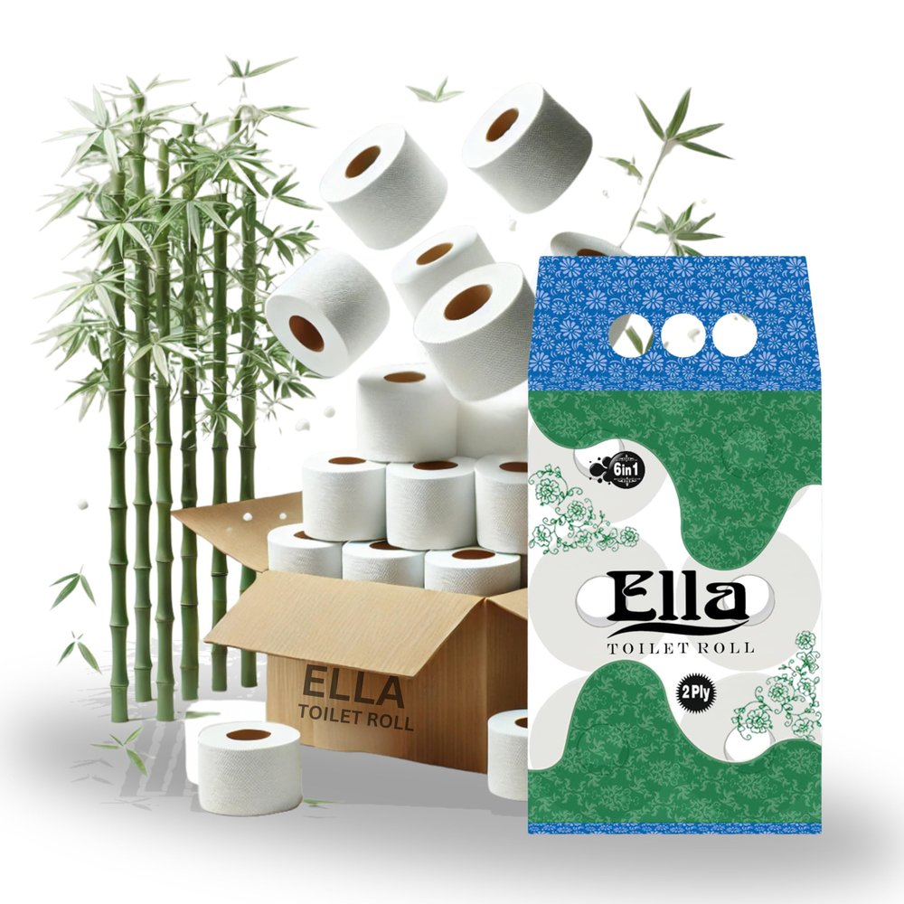Ella 2 Ply Toilet Paper Tissue Roll I Pack of 6 I 230 Pulls x 6 Rolls I 1380 Pulls I Soft and highly absorbent bathroom tissue I 100% natural virgin cellulose fiber