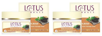 Lotus Herbals Wheatnourish Wheatgerm Oil and Honey Nourishment Massage Cream, 50g x Pack of 2