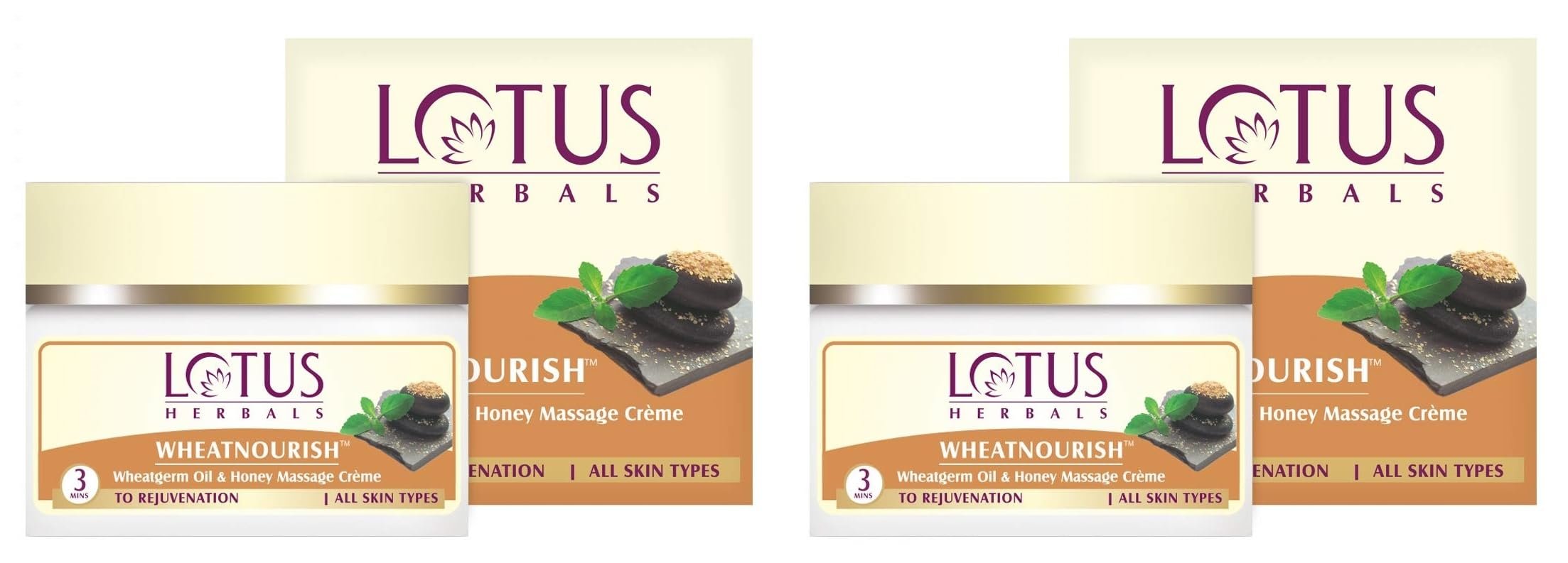Lotus Herbals Wheatnourish Wheatgerm Oil and Honey Nourishment Massage Cream, 50g x Pack of 2