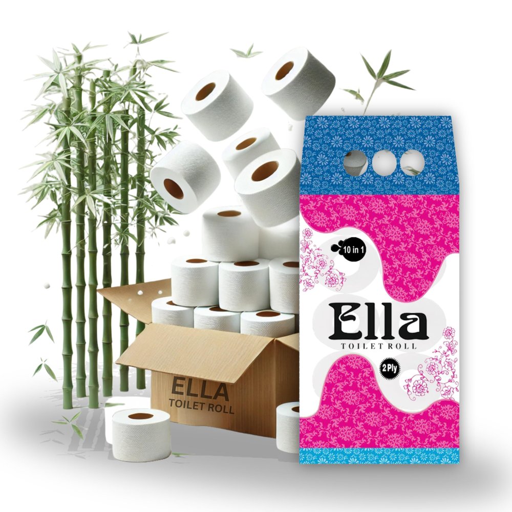 Ella 2 Ply Toilet Paper Tissue Roll I 10 in one I 230 Pulls x 10 Rolls I 2300 Pulls I Soft and highly absorbent bathroom tissue I 100% natural virgin cellulose fiber