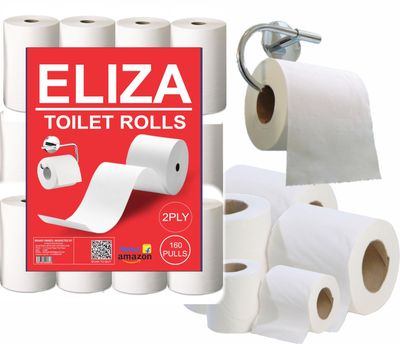 Eliza Soft Toilet Roll Pack of 24 (160 Pulls) Toilet Paper Roll (2 Ply, 160 Sheets)
