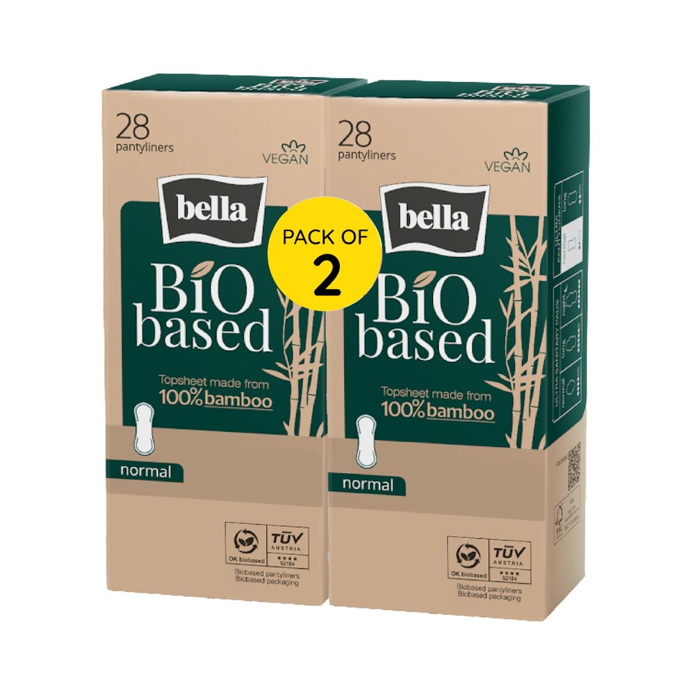 Bella Bio-Based Organic Pantyliner for Women Daily Use | Dermatologically Tested, Vegan, Bamboo Topsheet | Ultra Thin (2mm) | 100% Recyclable Packaging | Biodegradable | Size Small | Pack of 2 - Total 56 Pcs