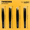 ASHNUR Beauty Eyebrow Tweezers Set - Premium 4-in-1 Stainless Steel Tweezers for Eyebrows - Great Precision Grooming for Facial Hair, Splinter and Ingrown Hair Removal (Black). view 3