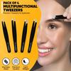 ASHNUR Beauty Eyebrow Tweezers Set - Premium 4-in-1 Stainless Steel Tweezers for Eyebrows - Great Precision Grooming for Facial Hair, Splinter and Ingrown Hair Removal (Black). view 4