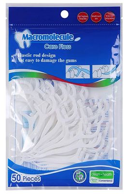 3 in 1 Tooth Cleaning Fresh Dental Floss Toothpick Cleaners,Oral Care Plastic Disposable Teeth Flossing Thread Toothpicks Stick Set for Fresh, Healthy and Breath Gums(Pack of 50pcs)