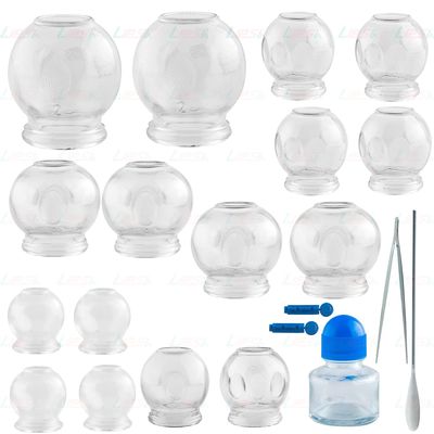 4beauty Therapy Massage Cupping Cup Therapy set | 16 Glass Cups for Acupuncture Cupping Sets Chinese Medical Magnetic Acupuncture Vacuum Cupping Set Professional Cupping Kit