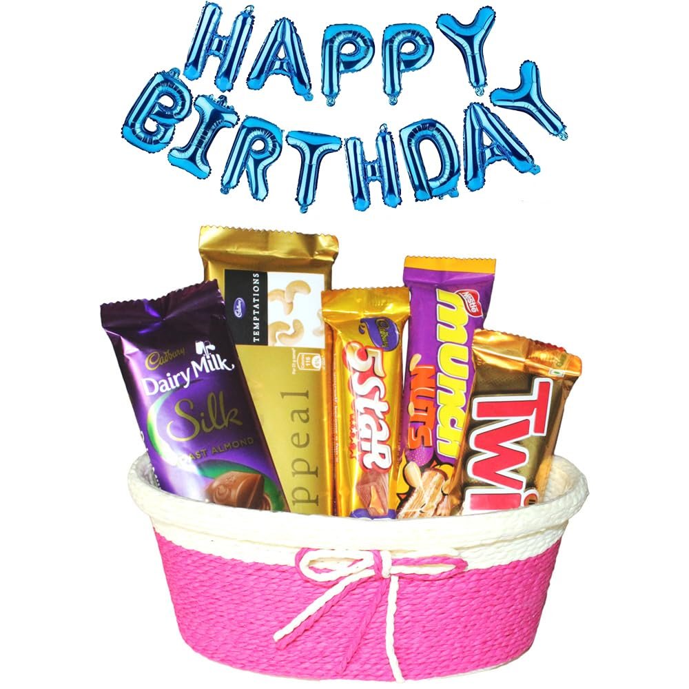 SFU E Com Chocolate Celebration Hamper With Your Fav. Person | Happy Birthday Foil Ballons Letters With Chocolate Gift Hamper | Birthda Chocolate Gift Combo | 101