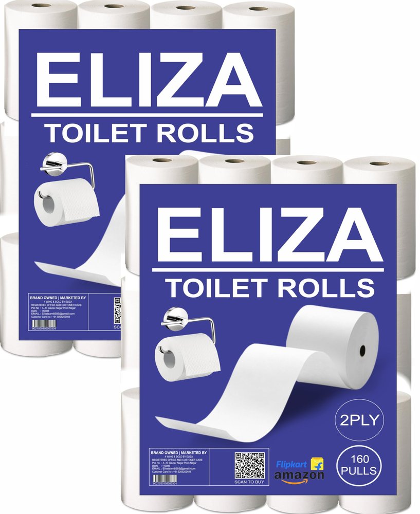 Eliza Hygienic Value Plus Toilet Paper Roll Pack of 12 (160 Pulls Each) 1920 Sheets (Toilet Paper/Toilet Roll/Tissue Roll) - 9.8 x 10 cm Pack of 12 Toilet Tissue Paper Rolls (12x 160) Pulls (1920)